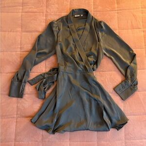 Aritzia Wrap Dress in Olive Green